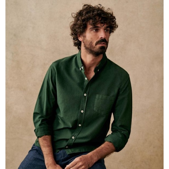 Octobre Oxford Charlie Organic Cotton Shirt Green XS - Picture 1 of 15